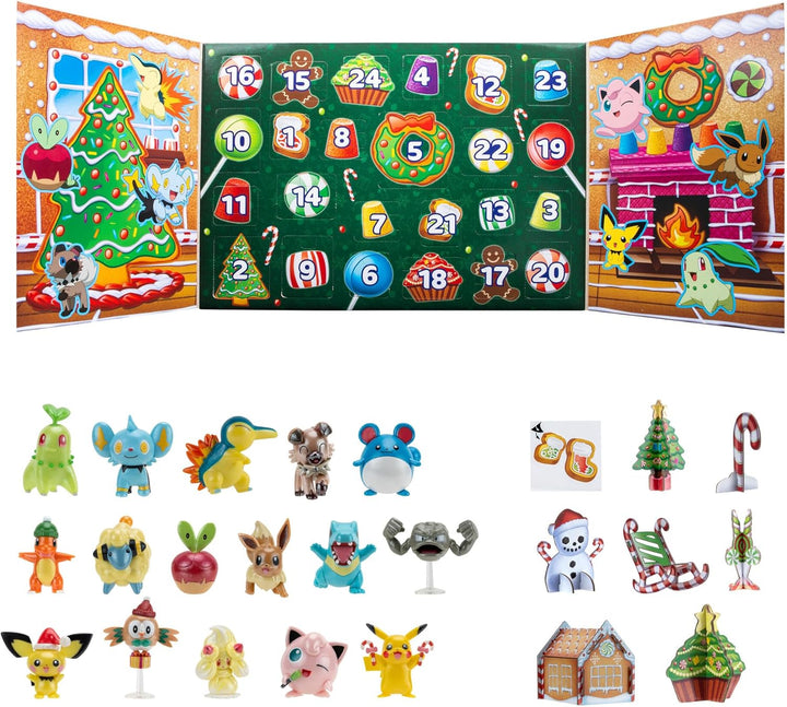 Pokémon PKW3066 - Battle Figure Adventskalender 2023, offizieller Pokémon Kalender mit 24 Überraschu