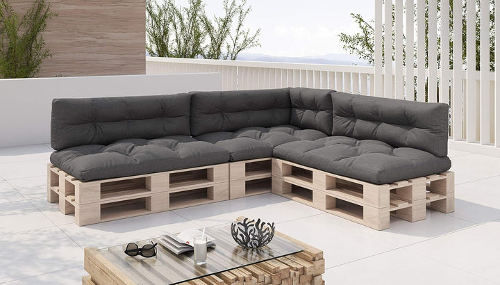 sunnypillow Palettenkissen für Palettenmöbel - 7er Set - Palettenauflage 120 x 80 für Palettensofa -