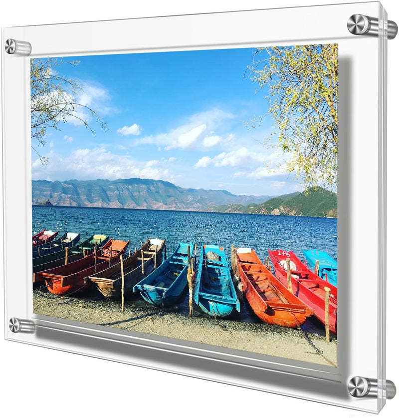 AMEITECH Acryl Bilderrahmen, Doppelte Panel Clear Wandhalter Bilderrahmen hält 32 x 23 cm Bilder A4,