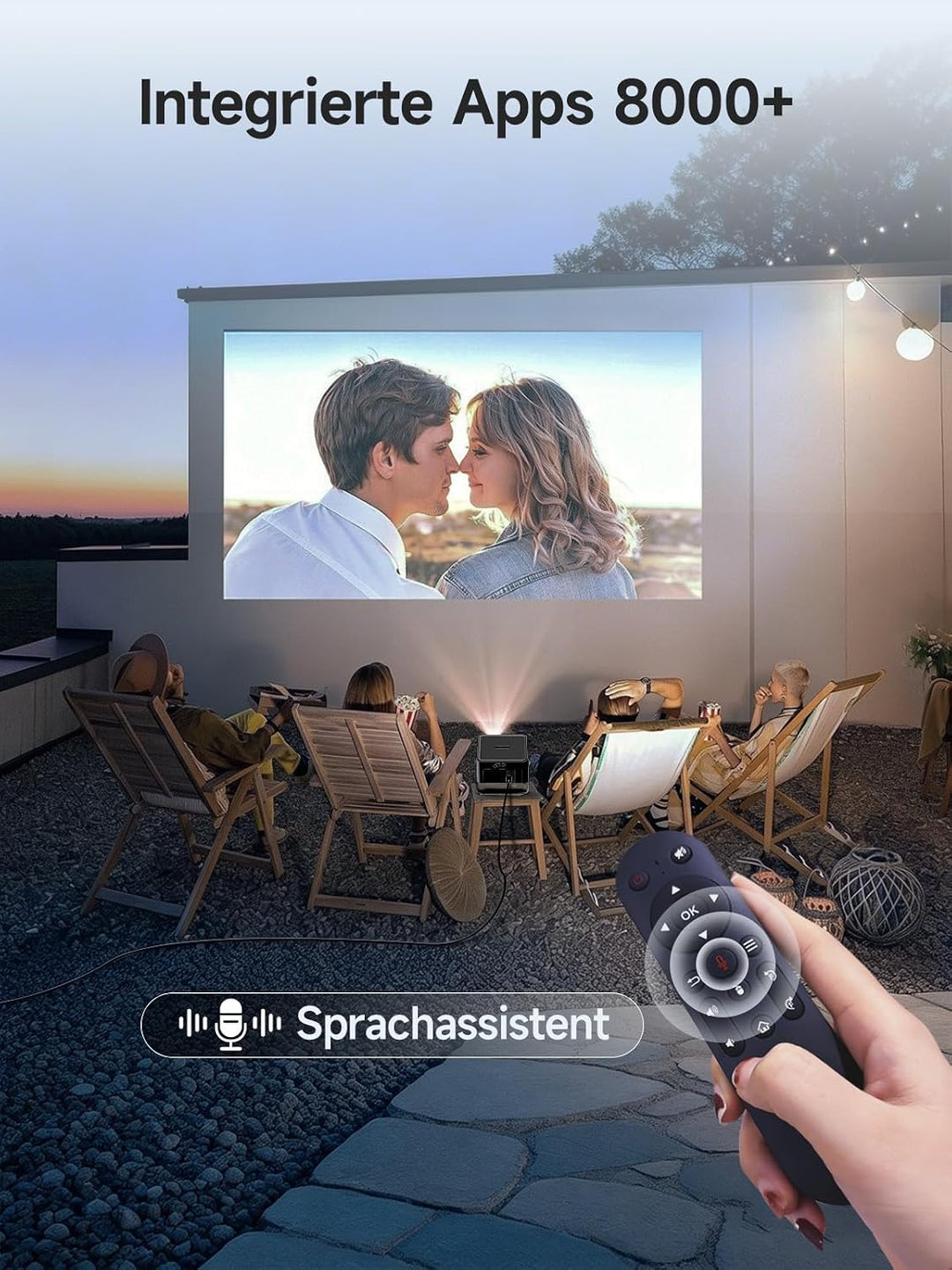 【Android 14 &amp; 800 ANSI】 Smart Beamer 4K Unterstützt 1080P Native Projektor Schwarz, Schwarz