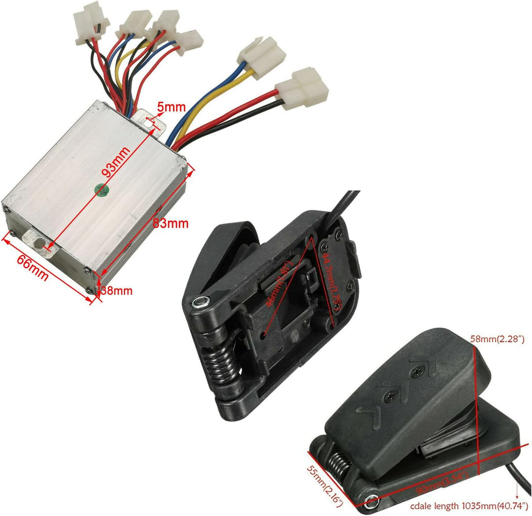 FOUF Motorbürsten-Geschwindigkeitsregler mit Gaspedal-Kit, 24 V 500 W Professionelle Hochleistungs-B