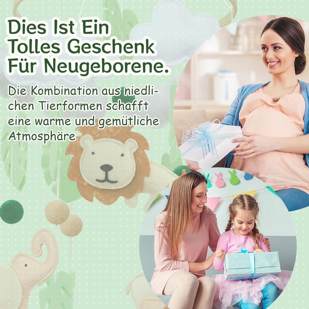 Giraffe Löwe Mobile Baby Windspiel Elefant Wald Tiere Babybett Mobile, Grüne Blätter Baby Mobiles Kr