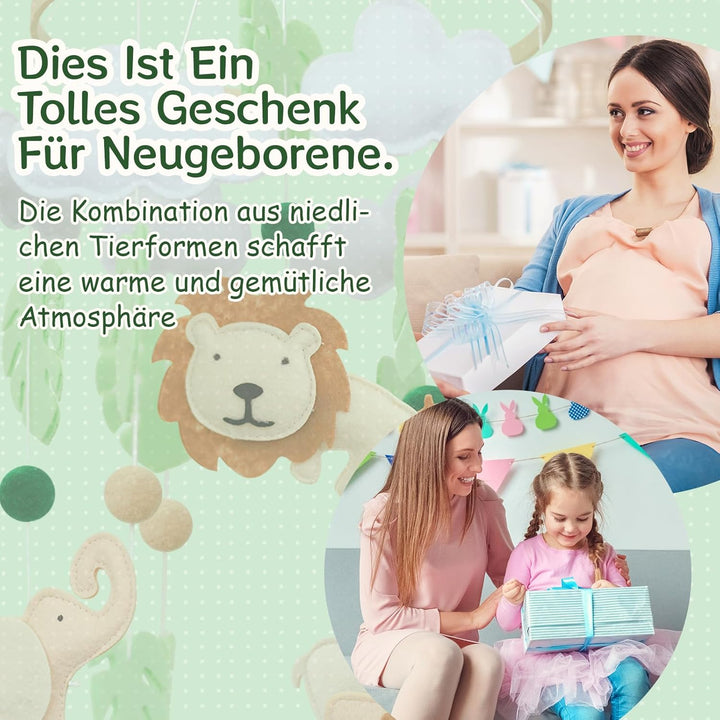 Giraffe Löwe Mobile Baby Windspiel Elefant Wald Tiere Babybett Mobile, Grüne Blätter Baby Mobiles Kr