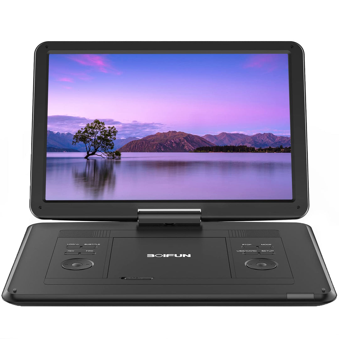 17,5’’ Tragbarer DVD Player mit 15,6’’ HD Display, 6 Stunden Wiederaufladbare Batterie, Unterstützun