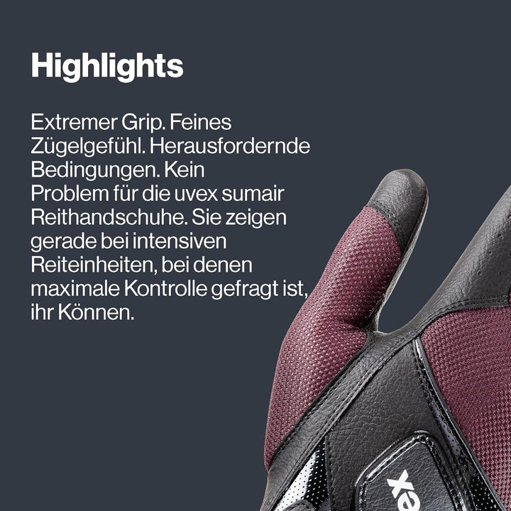 Uvex Unisex – Erwachsene Sumair Reithandschuhe 7 black-burgundy, 7 black-burgundy