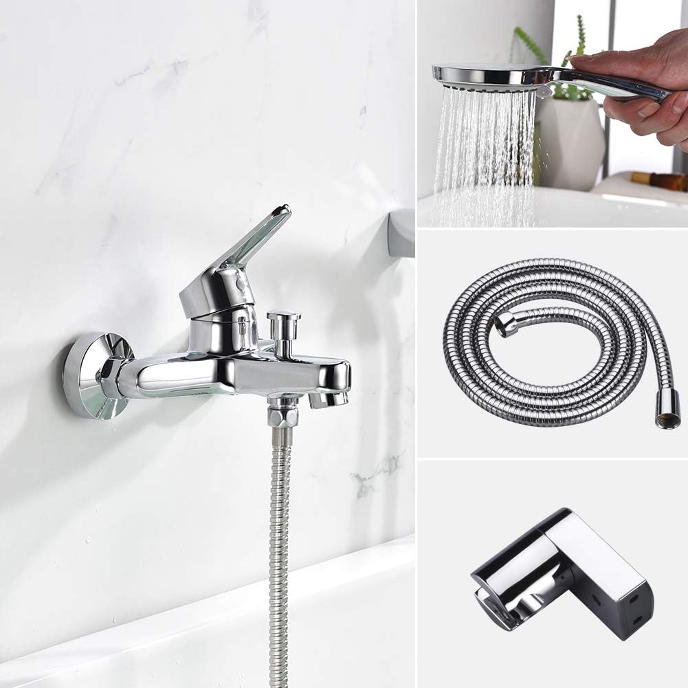 Ibergrif Roma - Einhand Badewannenarmatur Set, Wannenbatterie mit Duschkopf, Duschkopfhalter, und Br