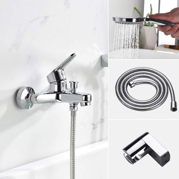 Ibergrif Roma - Einhand Badewannenarmatur Set, Wannenbatterie mit Duschkopf, Duschkopfhalter, und Br