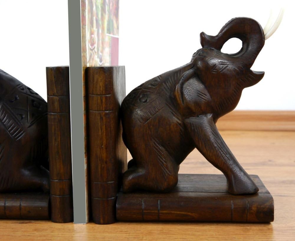 livasia Elefanten Buchstützen, Buchständer, Buchaufsteller, Holzbuchstützen, Tablethalter (Handarbei