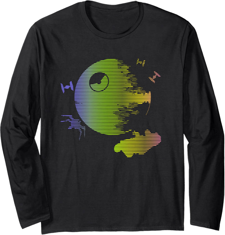 Star Wars Death Star 2 Rainbow Stripes Langarmshirt