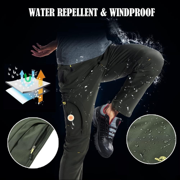 CARWORNIC Herren Wanderhose Wasserdicht Skihose Softshellhose Trekkinghose 36W / 32L #2 Armeegrün, 3