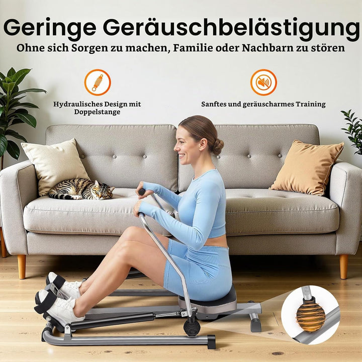 HUOMMGS Rudergerät für Zuhause 15–55KG Einstellbarer Widerstand Rudergeräte Hydraulisches Fitness Ru