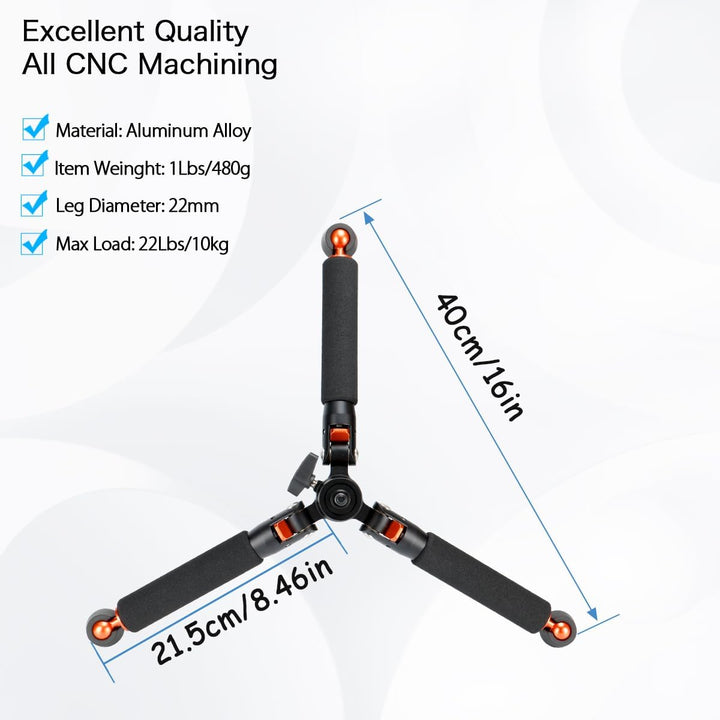 Koolehaoda Kamera-Einbeinstativ aus Aluminium mit Stativbasis aus Metall. 6 Abschnitte, 46–177 cm ve