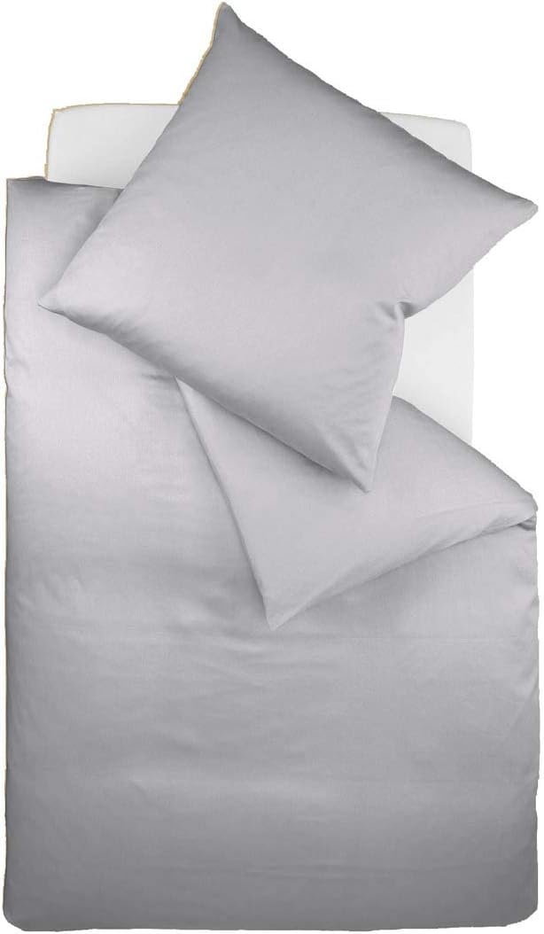 fleuresse Uni-Colours Bettwäsche-Set, Mako Satin, 100 Prozent Baumwolle, Fb. steingrau, 240 x 220 cm