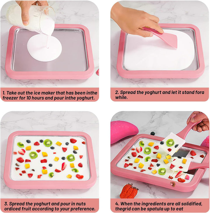 Eisplatte zum Eis Machen, Kommt mit 2 Spateln Ice Cream Machine, Ice Rolls Maschine, Eisenrollmaschi