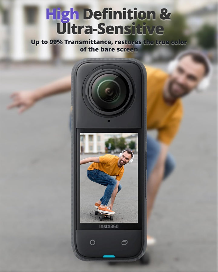 Semaiki Silikonhülle für insta360 X4,Silikonschutz mit Objektivdeckel und 2X Displayschutzfolien kom