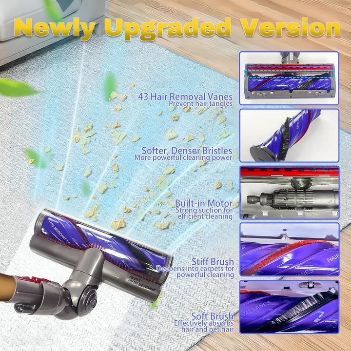 Upgrade Verwicklungsfreie Direktantriebsbürste Staubsaugerbürsten kompatibel für Dyson V7 V8 V10 V11