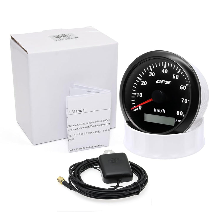 85mm Geschwindigkeitsmesser Boot GPS Tacho Kilometerzähler 0-80Km/H Wasserdichter IP67 7-Farben Tach