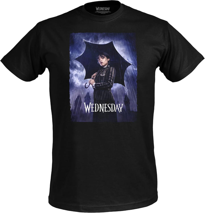 Elbenwald Wednesday T-Shirt mit verschiedenen Motiven für Herren Damen Unisex Baumwolle schwarz L Te