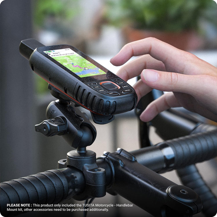 TUSITA Motorrad Halterung Doppelte Steckdose Arm Lenkerbasis Kompatibel mit Garmin Handheld GPS Shor