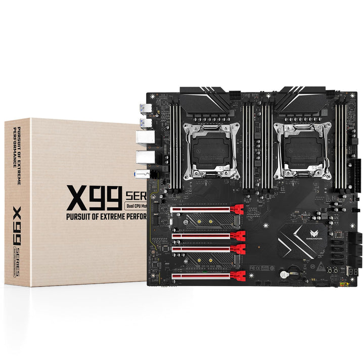 SHANGZHAOYUAN X99 Dual CPU Mainboard LGA 2011-3 Server Motherboard (E-ATX, 8*DDR4 ECC, 2*NVME M.2, 2