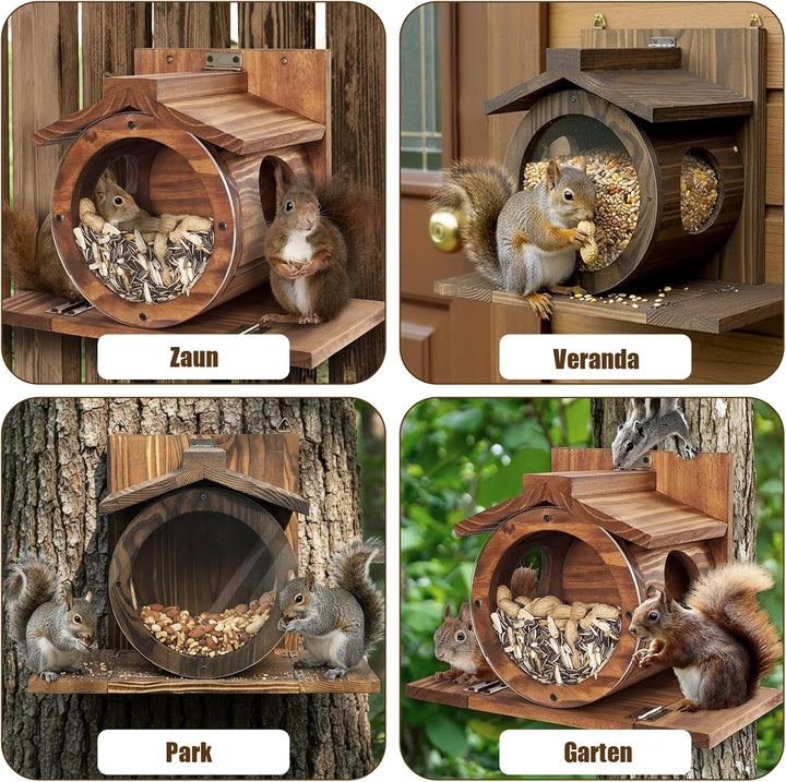 Eichhörnchen Futterhaus aus Holz - Futterhaus Eichhörnchen Wetterfest, Hängendes Eichhörnchenhaus, m