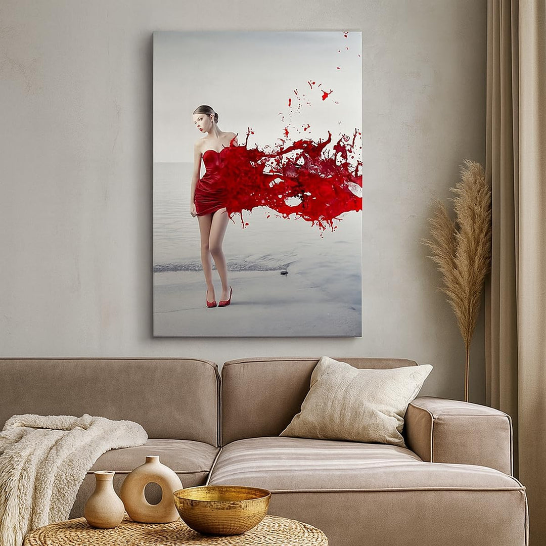 Bilder auf Leinwand 55x100cm Leinwandbild mit Rahmen Weiblich modell posieren nackt Gross Wanddeko B