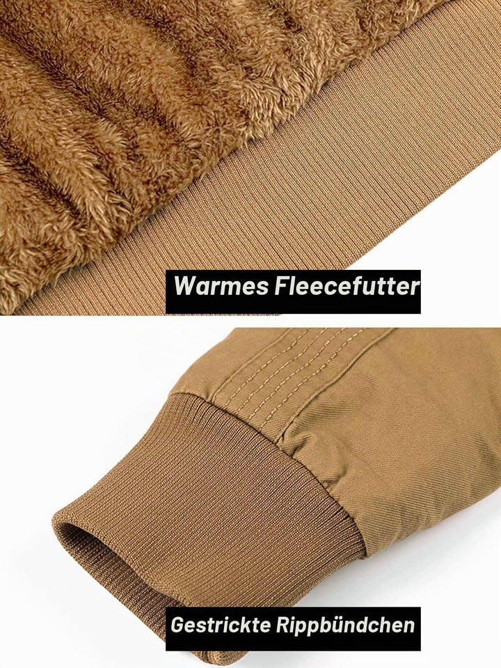 MAGCOMSEN Winterjacke Herren Warm Gefüttert Fleecejacke Cargo Casual Übergangsjacke Baumwolle Army J