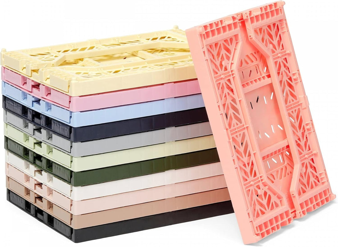 AYKASA Klappkiste, stabile Faltkiste aus Kunststoff, stapelbar, Almond Green, Midi (40x30x14cm) Almo