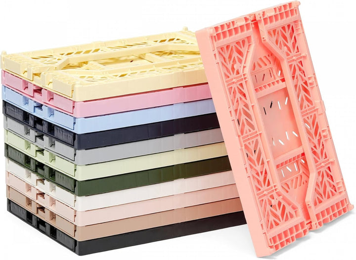 AYKASA Klappkiste, stabile Faltkiste aus Kunststoff, stapelbar, Silver, Midi (40x30x14cm) Silver Mid