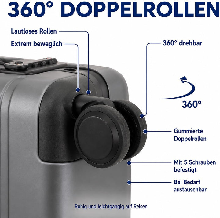 Travelhouse Oslo Alu Reisekoffer Graphit S-55cm &amp; M-65cm Hartschalenkoffer Reise Trolley Koffer Set