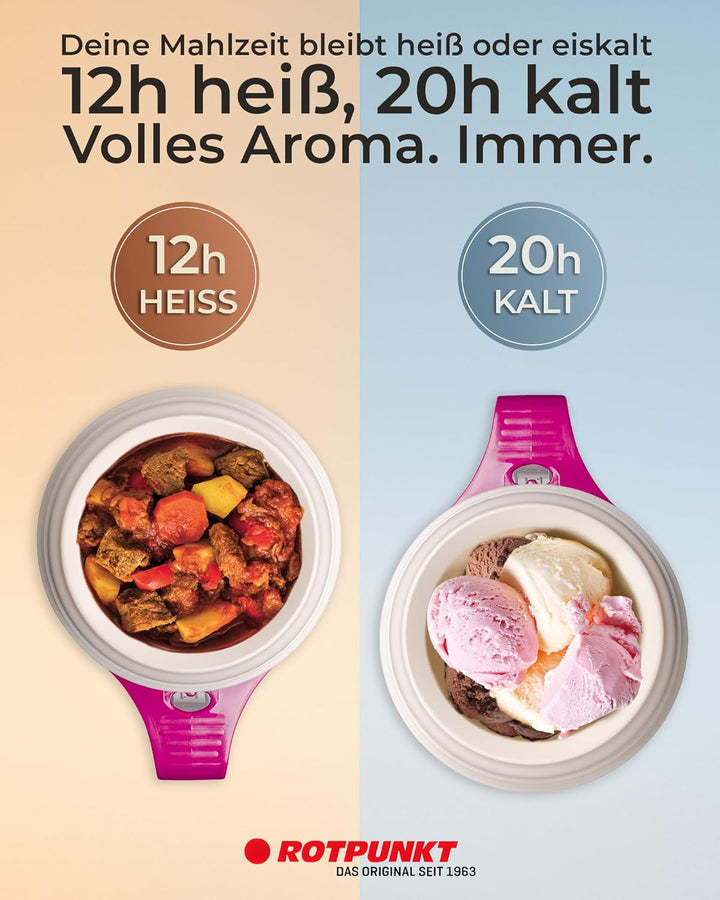 ROTPUNKT Thermobehälter für Essen 850 ml inkl. Löffel – Thermo Lunchbox Heiss & Kalt I Made in Germa