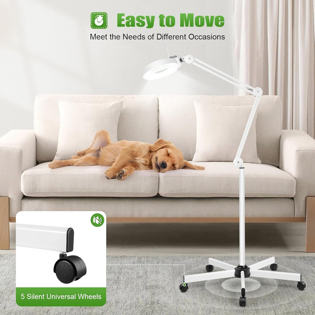 LED Lupenleuchte Kosmetik mit Standfuss, 8X LED Lupenlampe, Mit Rollstativ Lupenleuchte Kosmetiklamp