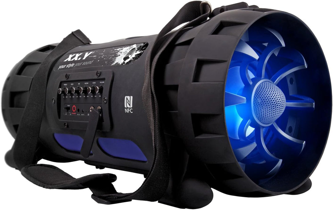 XX.Y P-127J tragbarer Bluetooth Lautsprecher Boom Box (NFC) mit eingebautem Akku/Audio-Eingang für M