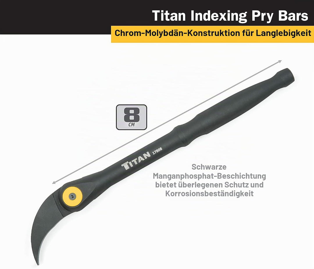 Titan Tools 17808 indexable Pry Bar, 17808 8 Inches, 8 Inches
