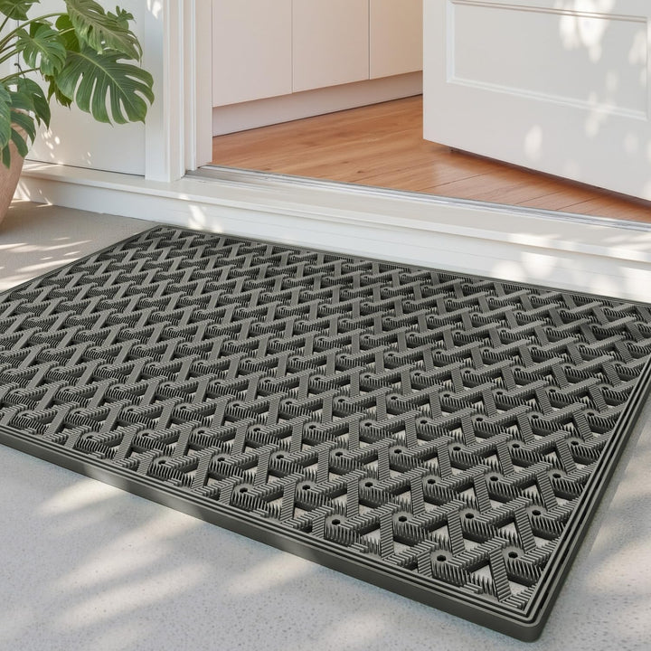 DEXI Fussmatte Aussen 48,5 x 75 cm, rutschfeste Schmutzfangmatte mit Drainagelöchern, Wasserdicht &