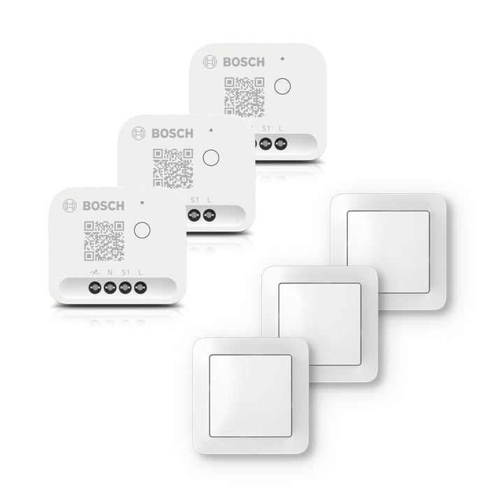Bosch Smart Home dimmbare Beleuchtung-Set inklusive Wandschalter, 3x Dimmer, 3x Wandschalter Dimmer