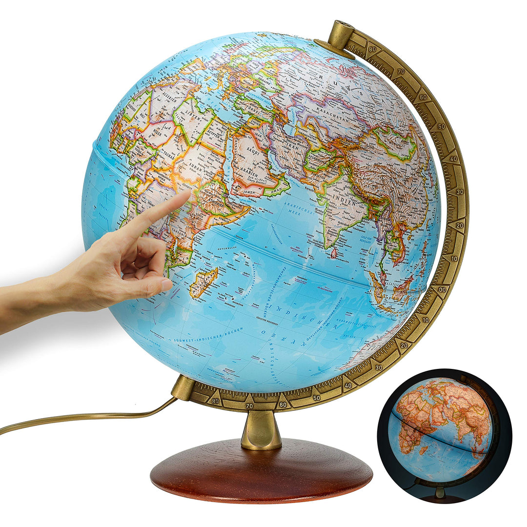 National Geographic - Leuchtglobus im klassischen Stil - 30cm Globus mit stabilem Standfuss und Meta