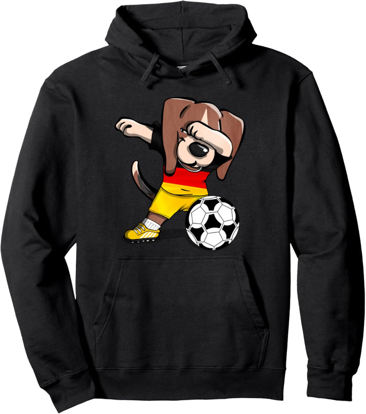 Dabbing Beagle Dog Deutschland Fussball - Deutsche Flagge Pullover Hoodie