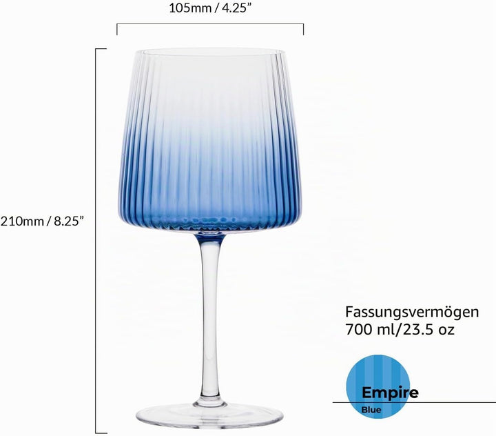 Set mit 2 Empire Blue Gin-Gläsern – Premium Blue Gin-Gläser Gingläser Blau, Gingläser Blau