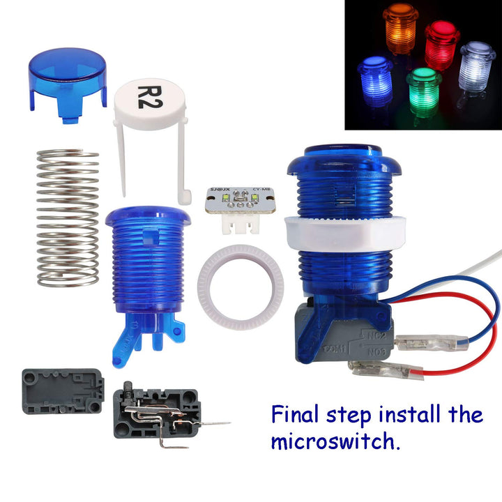 SJ@JX Arcade Game Stick DIY Kit Buttons with Logo LED 8 Way Joystick USB Encoder Cable Controller fo