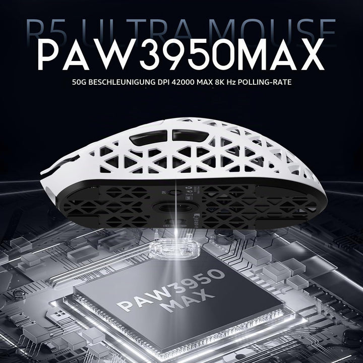 ATTACK SHARK R5 Ultra Carbonfaser Gaming-Maus, 39g Superlight, 8000Hz Kabellose Mouse, 42000 DPI, PA