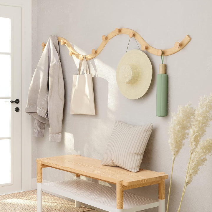 Umbra Slinka Wandgarderobe, Modulare Garderobenleiste mit 12 Haken, Holz, Natur, Einheitsgrösse, Nat