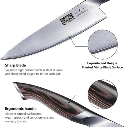 HOSHANHO Messerset 3 teilig, Küchenmesser set aus Edelstahl, Messer Kochmesser Set Professionelles m