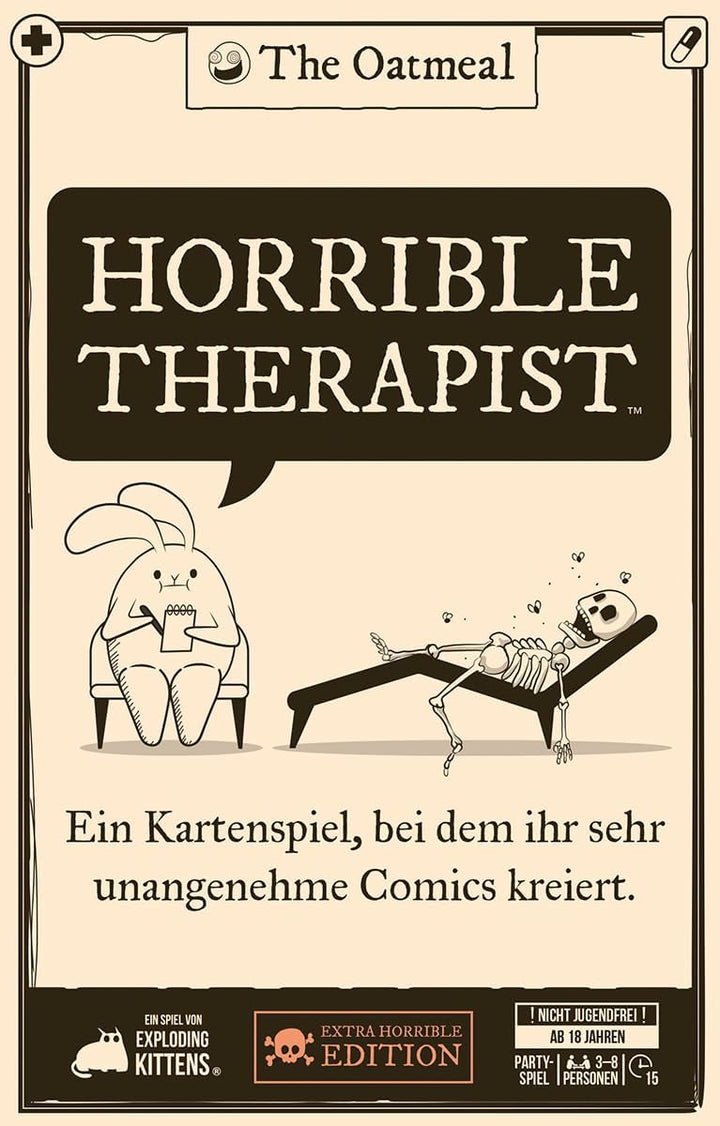 Exploding Kittens, Horrible Therapist, Partyspiel, Kartenspiel, 3-8 Spieler, ab 18+ Jahren, 15 Minut