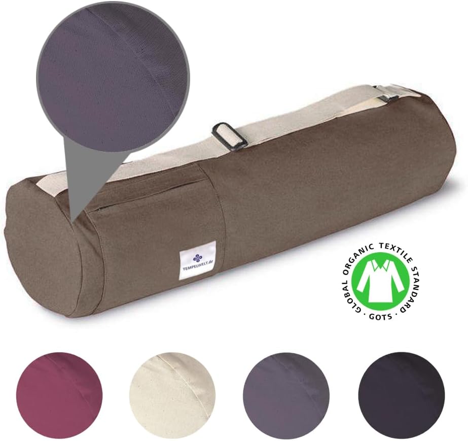 TEMPELWELT Mattentasche für Yogamatte Fitnessmatte 67x17 cm, Tasche aus Baumwolle Leinen antrazit gr