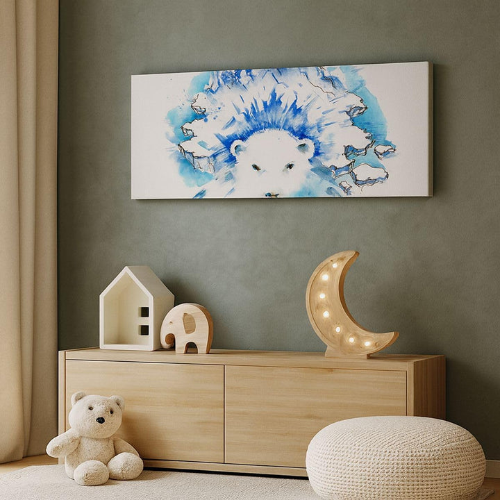 Wandbilder Dekoration Wohnzimmer Bär Eis Winter Arktis Panorama Bilder auf Leinwand 120x50cm Leinwan