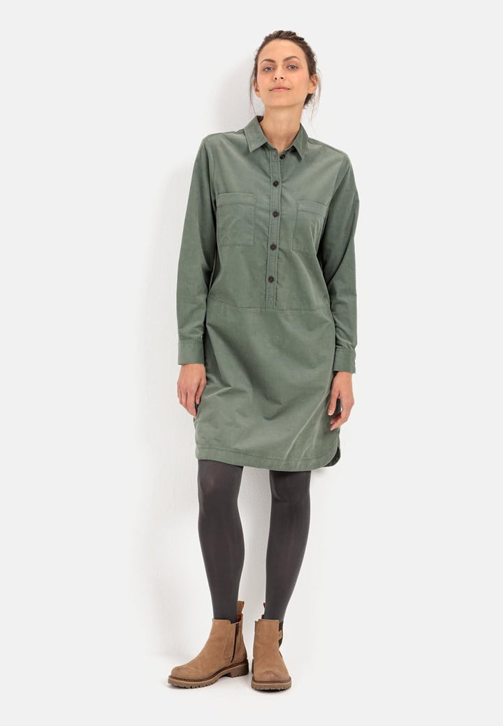camel active Damen Hemdblusenkleid mit Langen Ärmeln XXL Smoke Khaki, XXL Smoke Khaki