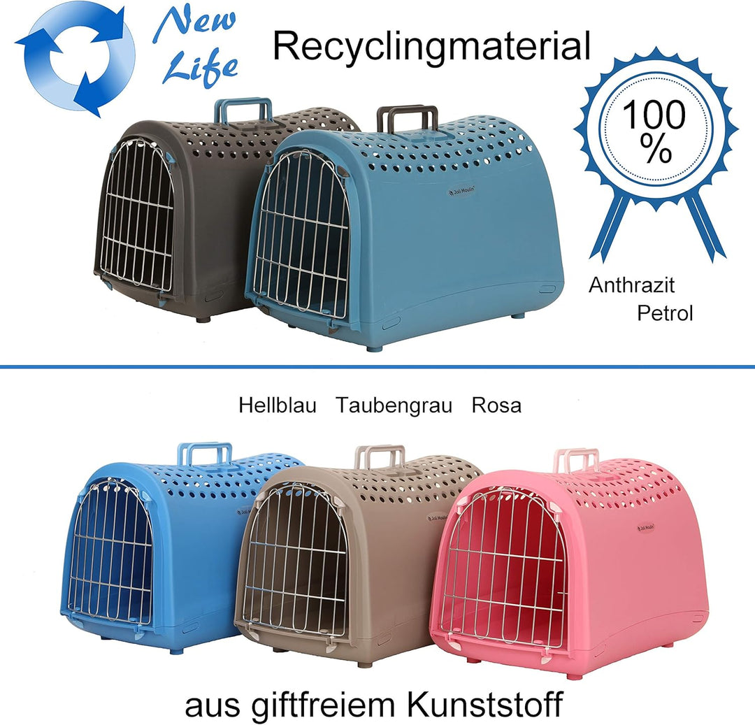 Joli Moulin Transportbox Katzen Welpen 40 x 50 cm Anthrazit New Life | nachhaltig 100% Recycling Kun