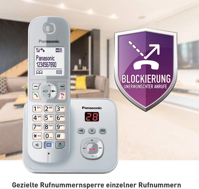 Panasonic KX-TG6822GS DECT Schnurlostelefon mit Anrufbeantworter (strahlungsarm, Eco-Modus, GAP Tele