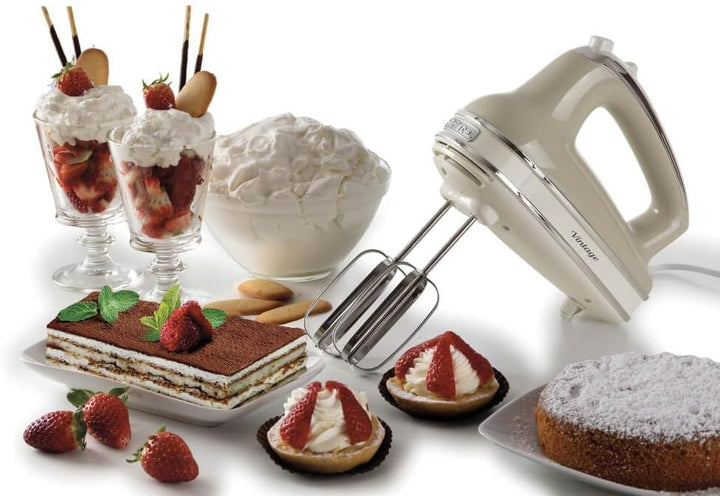 Ariete 1548 Handmixer Vintage, 450 W, 5 Geschwindigkeiten, Turbo-Funktion, 2 Schneebesen, Beige